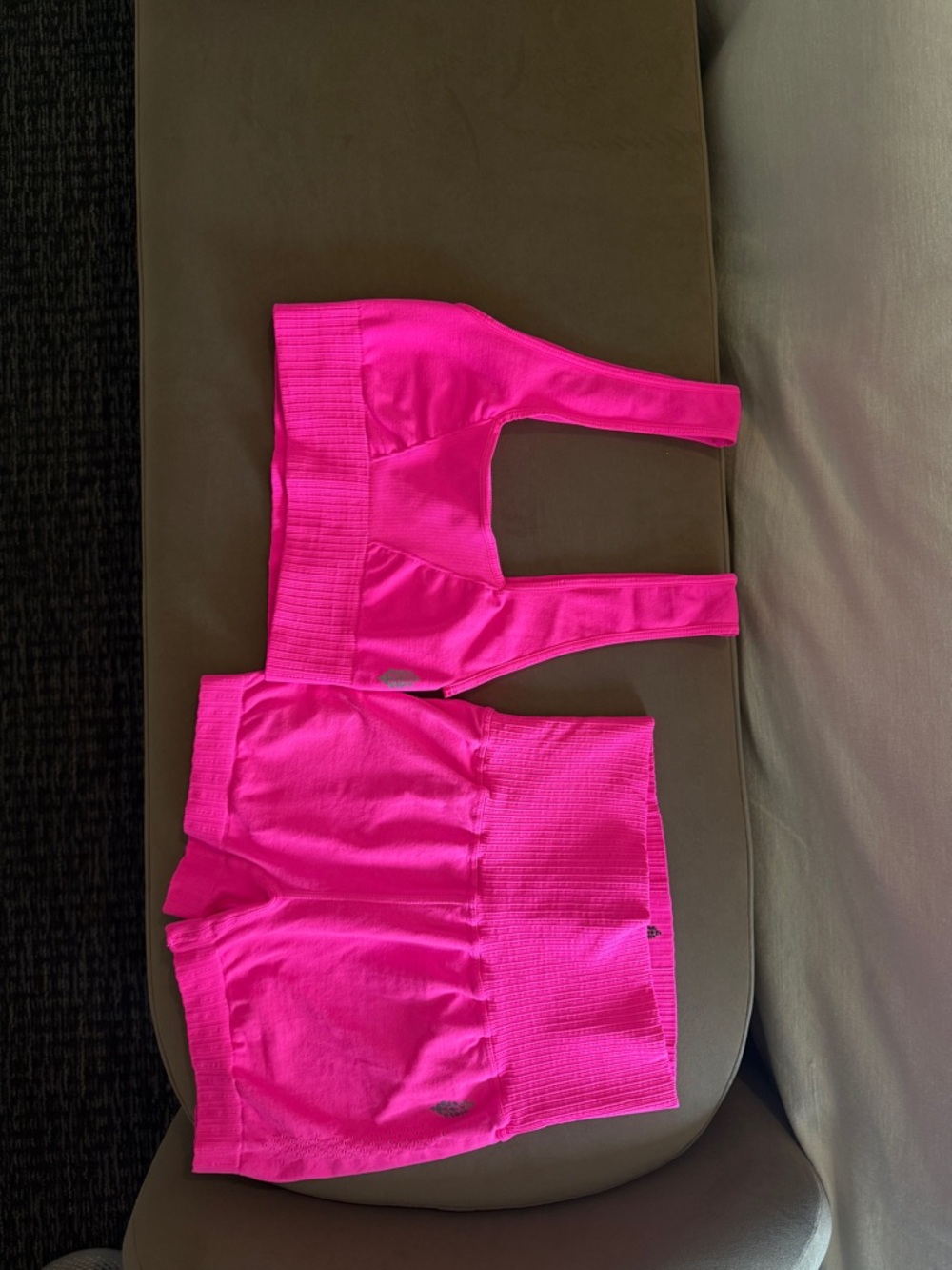 Free People FP Movement Hot Pink Ribbed Sports Bra & Shorts Set